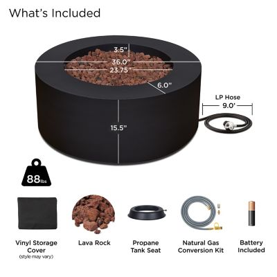 Image showing  36 in. Aegean Round Propane Gas Fire Table with Natural Gas Conversion Kit
