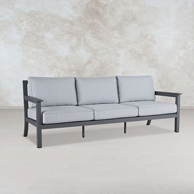 Ortun 80"" Metal Outdoor Couch with Cushions by Real Flame -  2372-GRY