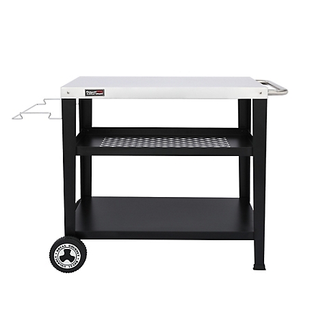 Royal Gourmet Movable 3-Shelf Grill Table with Removable Trash Bag Holder, Stainless Steel Tabletop, PC3404S