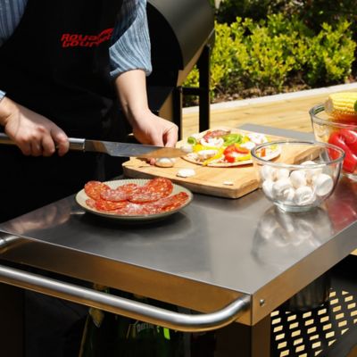 Image showing 7 th Royal Gourmet Movable 3-Shelf Grill Table with Removable Trash Bag Holder, Stainless Steel Tabletop