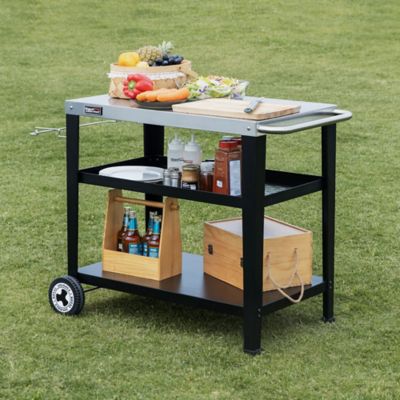 Image showing 8 th Royal Gourmet Movable 3-Shelf Grill Table with Removable Trash Bag Holder, Stainless Steel Tabletop