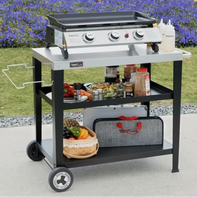 Image showing 9 th Royal Gourmet Movable 3-Shelf Grill Table with Removable Trash Bag Holder, Stainless Steel Tabletop
