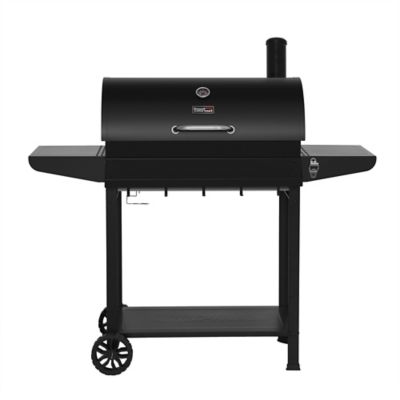 Royal Gourmet 30 in. Barrel Charcoal Grill with Wheels, Front Storage Basket with Hooks, BBQ & Outdoor Cooking, Black, CC1830T