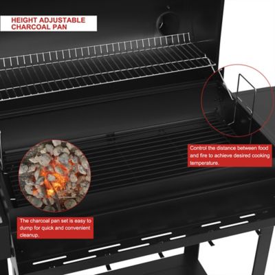 Image showing  Barrel Charcoal Grill with Front Storage Basket with Hooks, 627 sq. in., Black