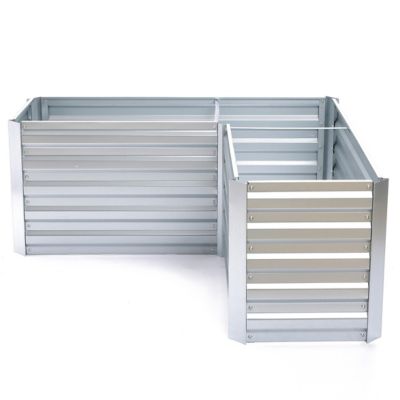 LuxenHome 113.6 gal. Galvanized Steel L-Shaped Raised Garden Bed