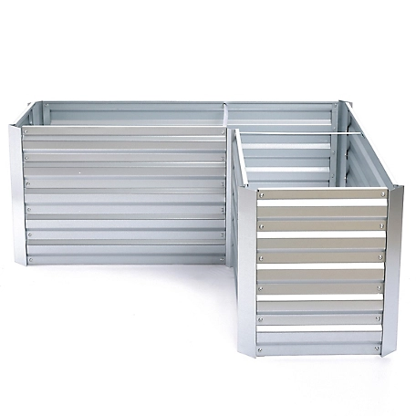 LuxenHome L-Shaped Galvanized Steel Raised Garden Bed, WHPL1667