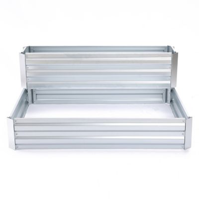 LuxenHome 90.55 gal. Galvanized Steel 2-Tier Rectangular Raised Garden Bed