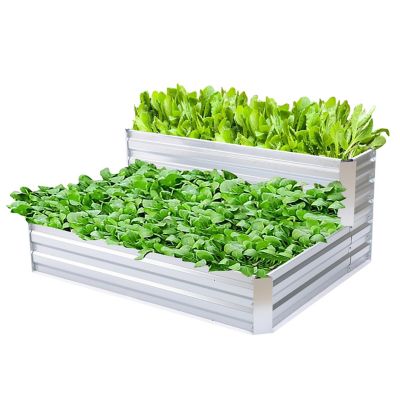 Image showing  90.55 gal. Galvanized Steel 2-Tier Rectangular Raised Garden Bed