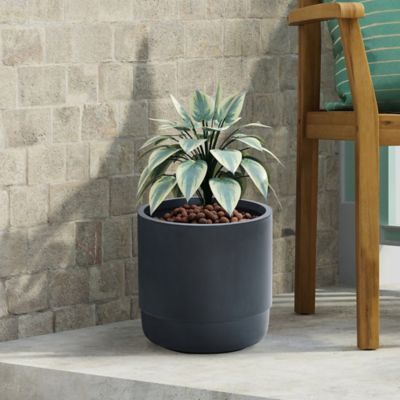 Image showing  31.25 qt. MGO Modern Round Planter, 14.17 in., Gray