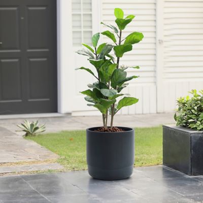 Image showing  31.25 qt. MGO Modern Round Planter, 14.17 in., Gray