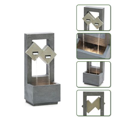 Image showing 6 th LuxenHome Cascading Gray Resin Rectangular Outdoor Fountain with LED Lights