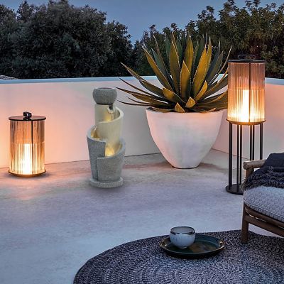 Image showing  Gray Resin Cascading Spiral Outdoor Fountain with LED Lights, WHF1765