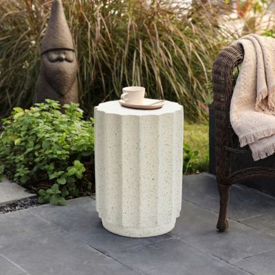 Image showing  Off White with Gray Cement Indoor Outdoor Side Table