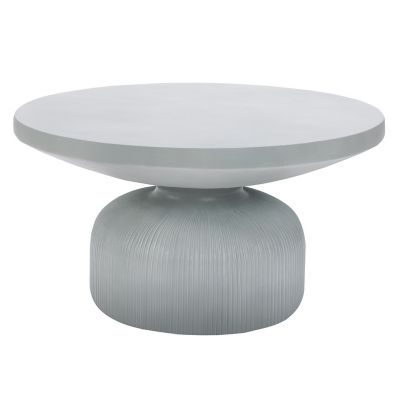 LuxenHome Light Gray MGO Indoor and Outdoor Round Coffee Table