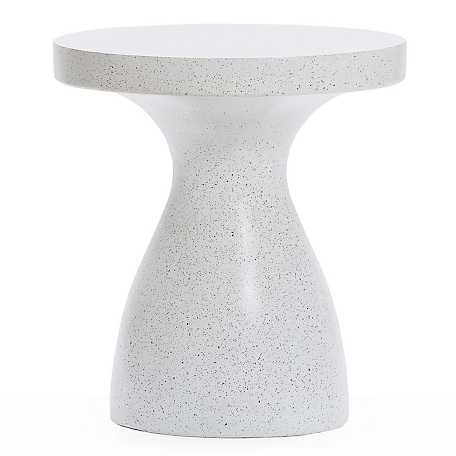 LuxenHome White and Speckled Gray Mgo 20 in. Round Outdoor Side Table