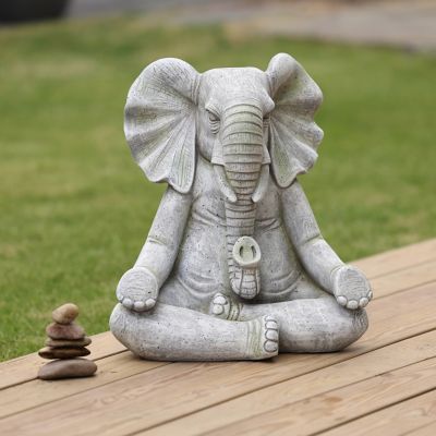Image showing  MGO Meditating Elephant Statue, Gray