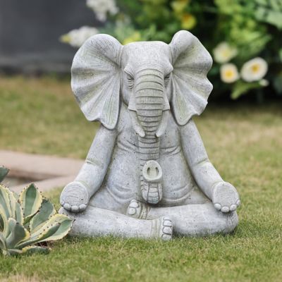 Image showing  MGO Meditating Elephant Statue, Gray