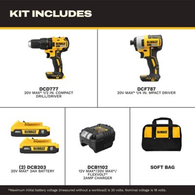 Image showing 5 th DEWALT Cordless 20V Max Brushless Drill Impact Combo Tool Kit, 2 pc.