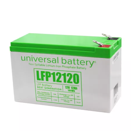 12.8 V 12 Ah LFP universal battery in 7 Ah case with F2 terminals (F2 to F1 terminal adapters included) Mower Batteries