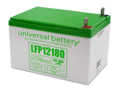 Universal Battery 12.8V 18Ah Battery in a 12Ah Case with T4 Terminals
