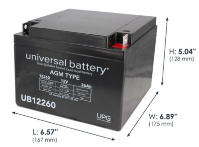 Image showing  12V 26Ah Sealed Lead Acid (SLA)/AGM Battery with T3 Terminals