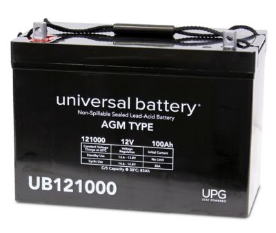 Universal Battery 12V 100Ah Sealed Lead Acid (SLA)/AGM Battery (Group 27) with Z1 Terminals