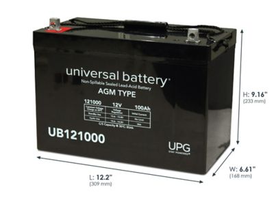 Image showing  12V 100Ah Sealed Lead Acid (SLA)/AGM Battery (Group 27) with Z1 Terminals