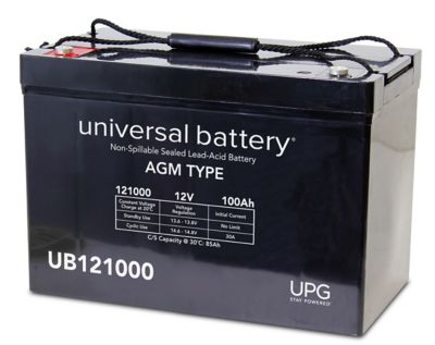 Universal Battery 12V 100Ah Sealed Lead Acid (SLA)/AGM Battery (Group 27) with I6 Terminals