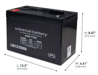 Image showing  12V 100Ah Sealed Lead Acid (SLA)/AGM Battery (Group 27) with I6 Terminals