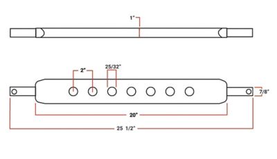 Image showing  20 in. Drawbar, Cat 0/1, 7 Hole, 1 in. x 2.5 in.
