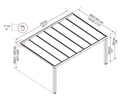 Image showing  Stockholm 11 ft. x 17 ft. Patio Cover - Gray/Clear