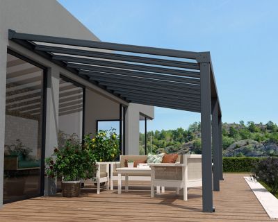 Image showing  Stockholm 11 x 27ft. Patio Cover, Gray/Clear