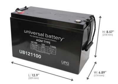 Image showing  12V 110Ah Sealed Lead Acid (SLA)/AGM Battery (Group 31) with I6 Terminals