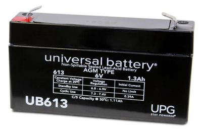 Universal Battery 6V 1.3Ah Sealed Lead Acid (SLA)/AGM Battery with F1 Terminals