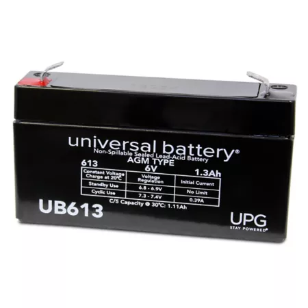 Universal Battery 6V 1.3Ah Sealed Lead Acid (SLA)/AGM Battery with F1 Terminals Mower Batteries