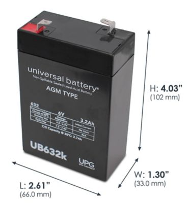 Image showing  6V 3.2Ah Sealed Lead Acid (SLA)/AGM Battery with F1 Terminals