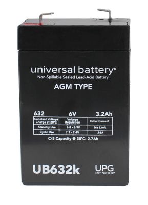 Image showing  6V 3.2Ah Sealed Lead Acid (SLA)/AGM Battery with F1 Terminals