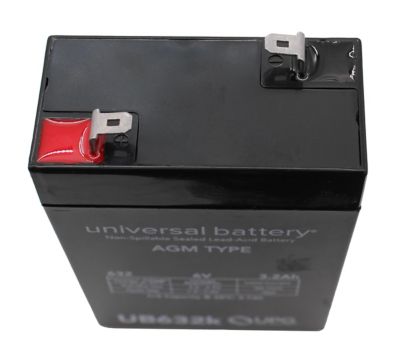 Image showing 6 th Universal Battery 6V 3.2Ah Sealed Lead Acid (SLA)/AGM Battery with F1 Terminals