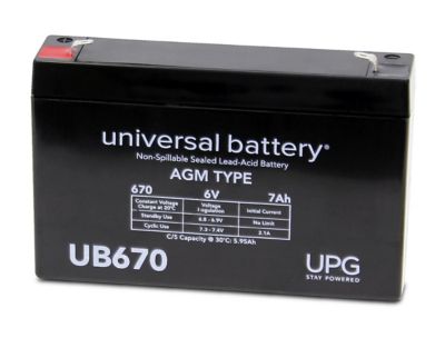 Universal Battery 6V 7Ah Sealed Lead Acid (SLA)/AGM Battery with F1 Terminals