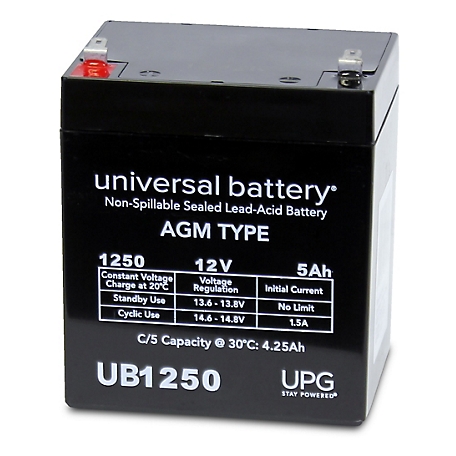 Universal Battery 12V 5Ah Sealed Lead Acid (SLA)/AGM Battery with F1 Terminals