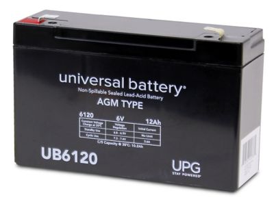 Universal Battery 6V 12Ah Sealed Lead Acid (SLA)/AGM Battery with F2 Terminals