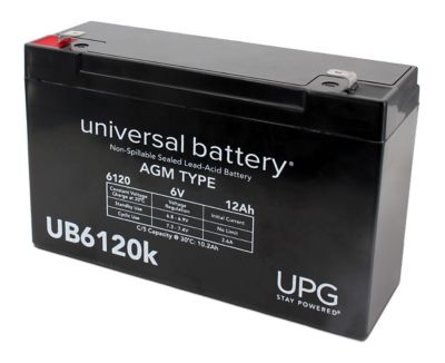 Universal Battery 6V 12Ah Sealed Lead Acid (SLA)/AGM Battery with F2 Terminals