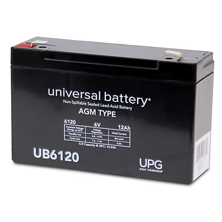 Universal Battery 6V 12Ah Sealed Lead Acid (SLA)/AGM Battery with F2 Terminals