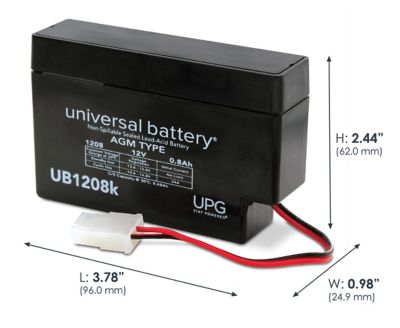 Image showing  12V 0.8Ah Sealed Lead Acid (SLA)/AGM Battery with Amp Connector