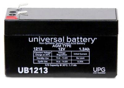 Universal Battery 12V 1.3Ah Sealed Lead Acid (SLA)/AGM Battery with F1 Terminals