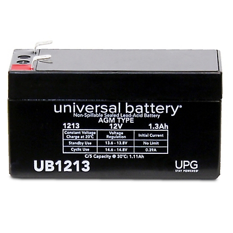 Universal Battery 12V 1.3Ah Sealed Lead Acid (SLA)/AGM Battery with F1 Terminals