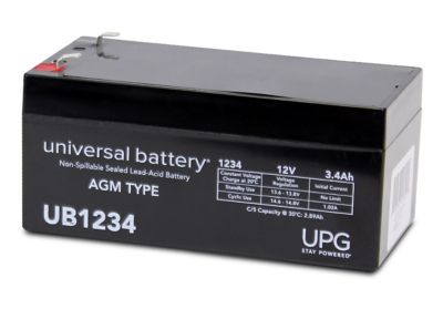 Universal Battery 12V 3.4Ah Sealed Lead Acid (SLA)/AGM Battery with F1 Terminals