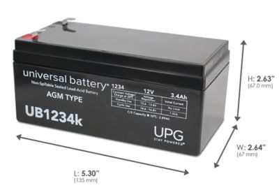 Image showing  12V 3.4Ah Sealed Lead Acid (SLA)/AGM Battery with F1 Terminals