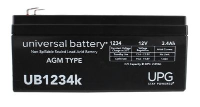 Image showing  12V 3.4Ah Sealed Lead Acid (SLA)/AGM Battery with F1 Terminals