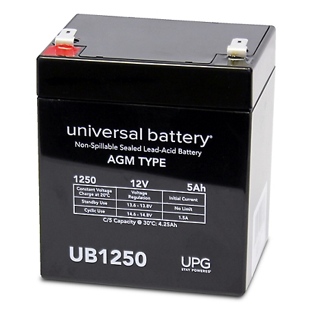 Universal Battery 12V 5Ah Sealed Lead Acid (SLA)/AGM Battery with F2 Terminals